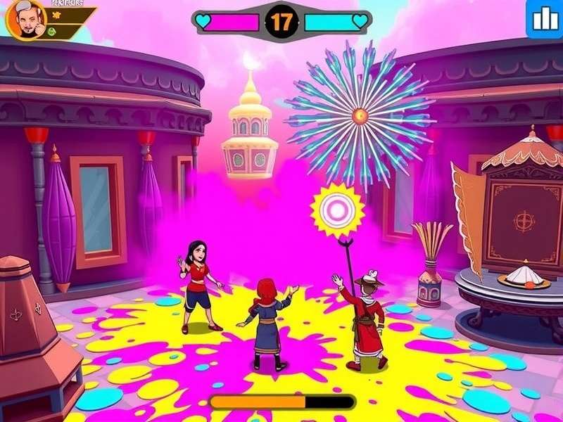 Holi Magic Moments community event showing players celebrating together