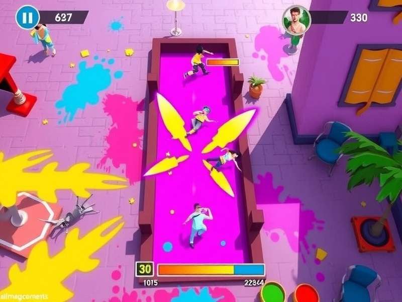 Holi Magic Moments color battle gameplay showing multiplayer action